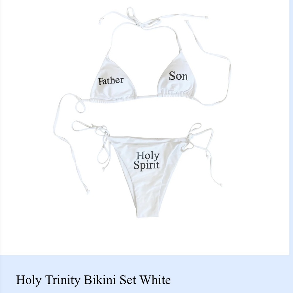 Praying White Bikini Set